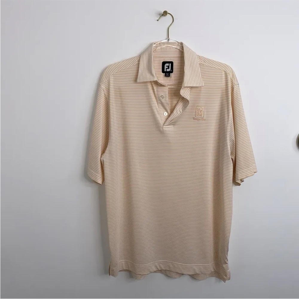Footjoy FJ Men’s Short Sleeve Golf Polo Shirt Orange Striped M Tampa bay
